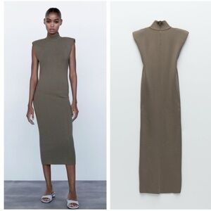 Zara Knit Midi dress with shoulder pads